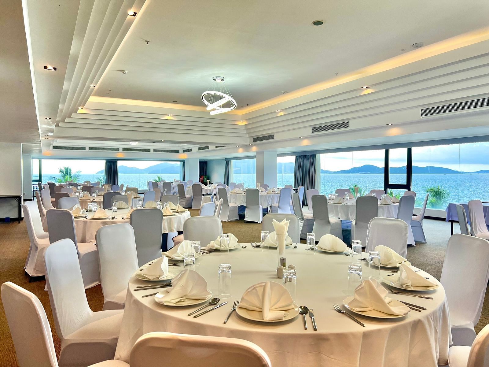 A well arranged meeting hall at our resort with a view of the Nha Trang - Alibu Resort