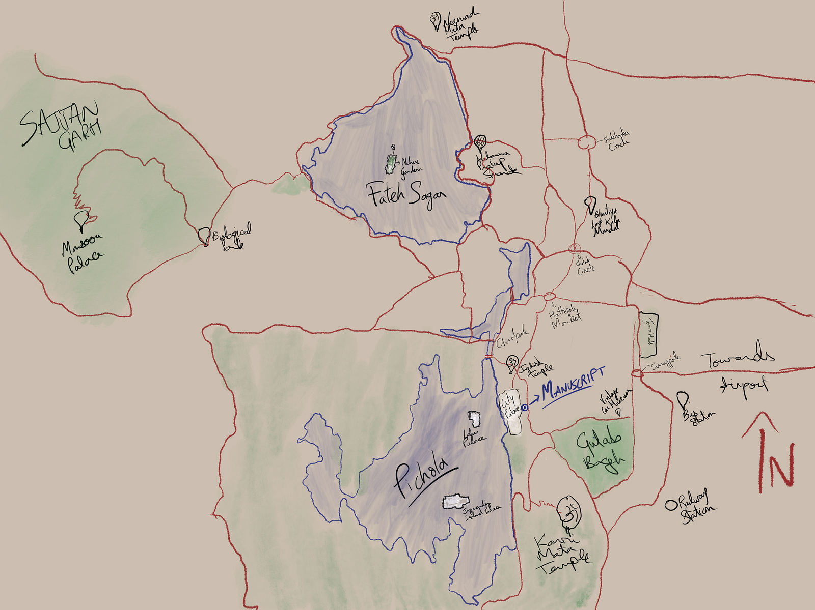 Manuscript - Jhilwara Haveli, Udiapur map