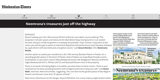 neemrana  hotels media page newsht 13