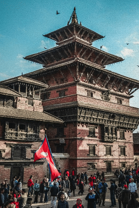 An image of a huge monastery where many devotees have gathered | Kavya Resort and Spa, Nagarkot