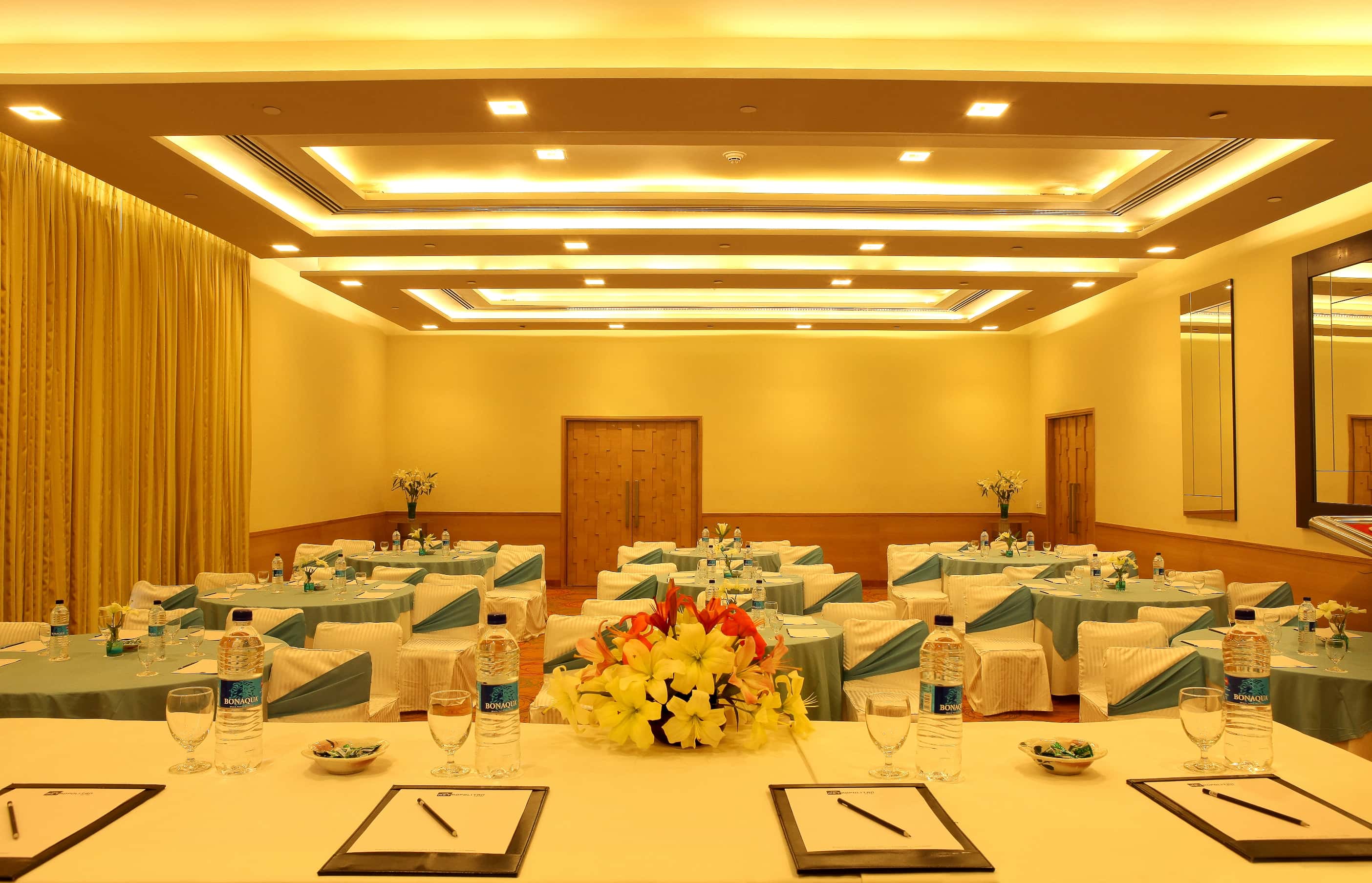 The Crest banquet hall set for an event