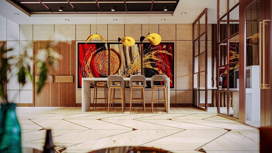 View of the Lobby at Kertel Suites, Kinshasa featuring a beautiful painting