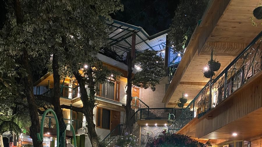 A night view of the facade of our hotel in Dalhousie | Mongas Hotel & Resort, Dalhousie