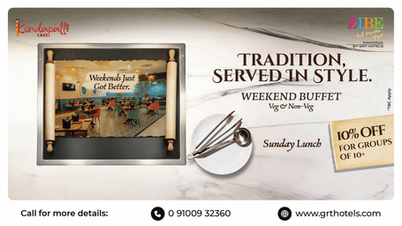 Weekend buffet at Kondapalli Café, ZIBE Luxe Kakinada with Sunday lunch and group offer