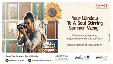 Creative for Soulful Summer Stories offer at GRT Hotels & Resorts with adventure, unique experience and wellness mentioned