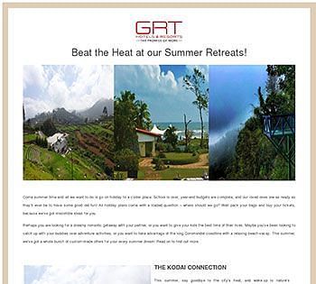 Newsletter by GRT Hotels highlighting summer retreats to beat the heat.