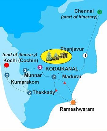 Southern Sojourn for 14 days itinerary graphic