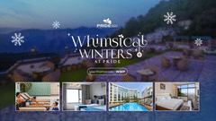 Whimsical Winters banner showcasing various amenities provided by the hotel.