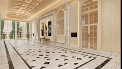 A lavishly decorated pre-function area with plush seating, artistic decor, and ambient lighting - Sarovar Premiere Amritsar