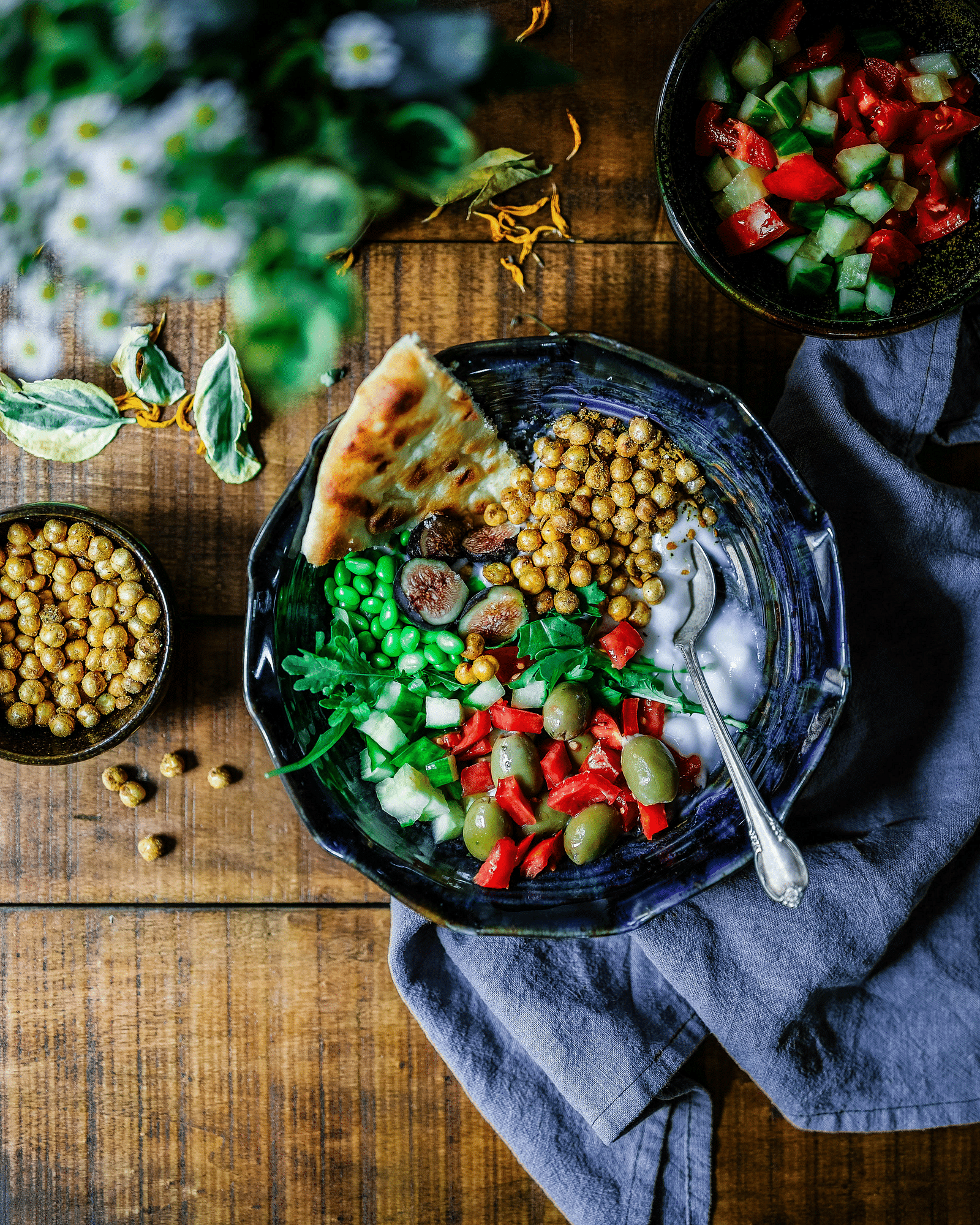 a bowl of pulses and healthy snacks
