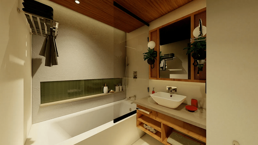 COREL SAPPHIRE ROOM SHOWCASING THE BATHTUB AND BASIN