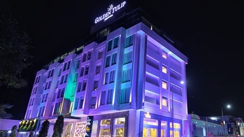 Facade of our hotel in Jaipur, Hotel on MI Road, Golden Tulip Essential, Jaipur