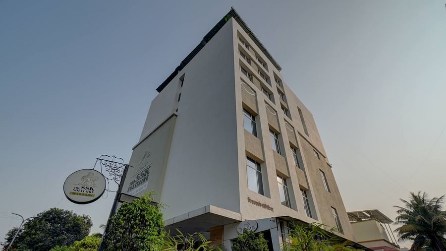 facade image of The SSK Solitaire Hotel & Banquets, Mumbai Naka - Nashik on a clear day