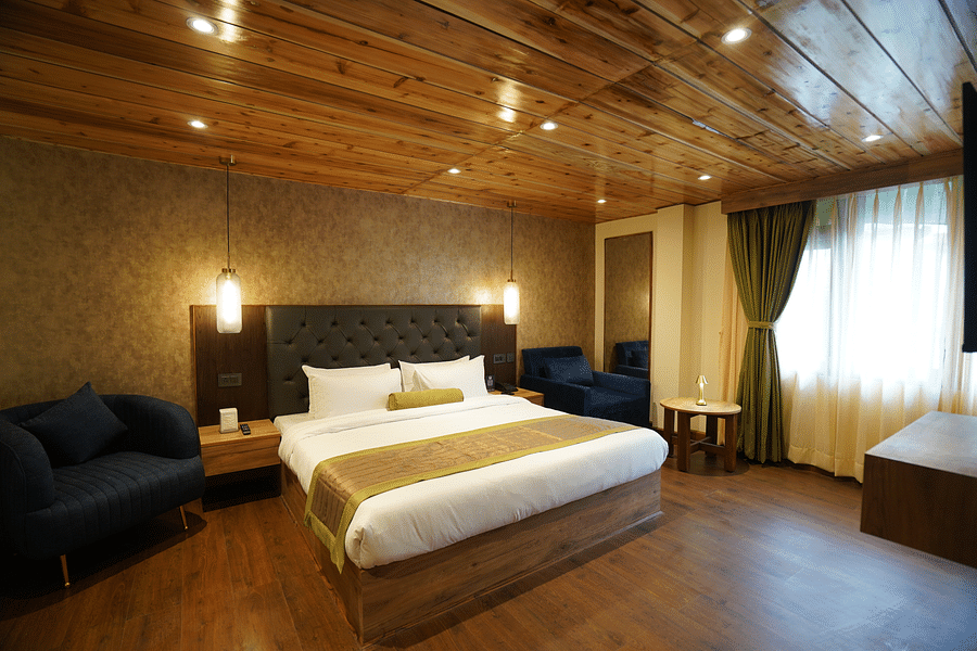 King size bed in room