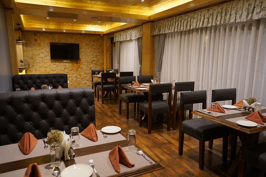 Indoor seating arrangement in restaurant