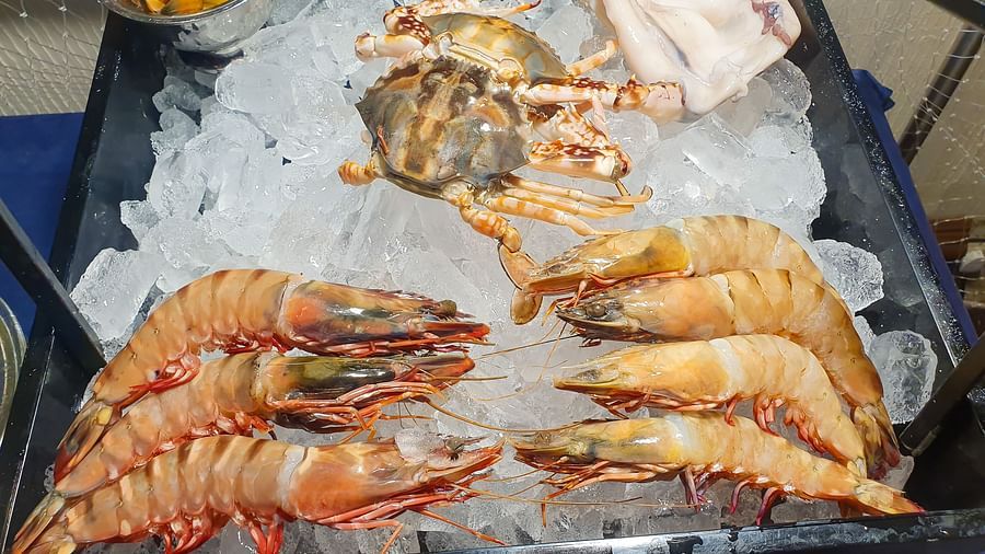 prawns kept on ice - The Orchid Hotel Mumbai Vile Parle