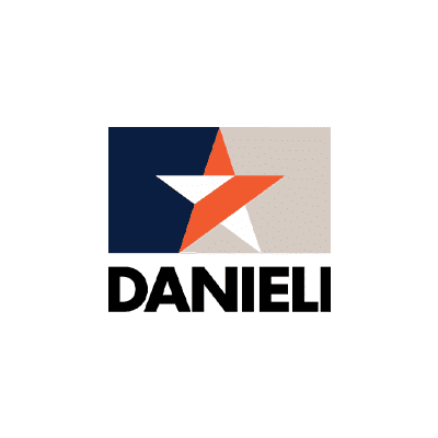 Danieli logo with a red and blue geometric design above the text.