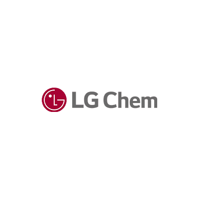 Logo of LG Chem featuring the red LG symbol and the text in maroon.
