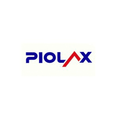 Logo of Piolax with stylised blue and red typography forming the company name.