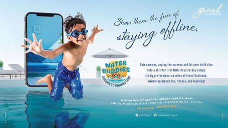 A creative for Water Buddies Children's Camp at Grand Kakinada