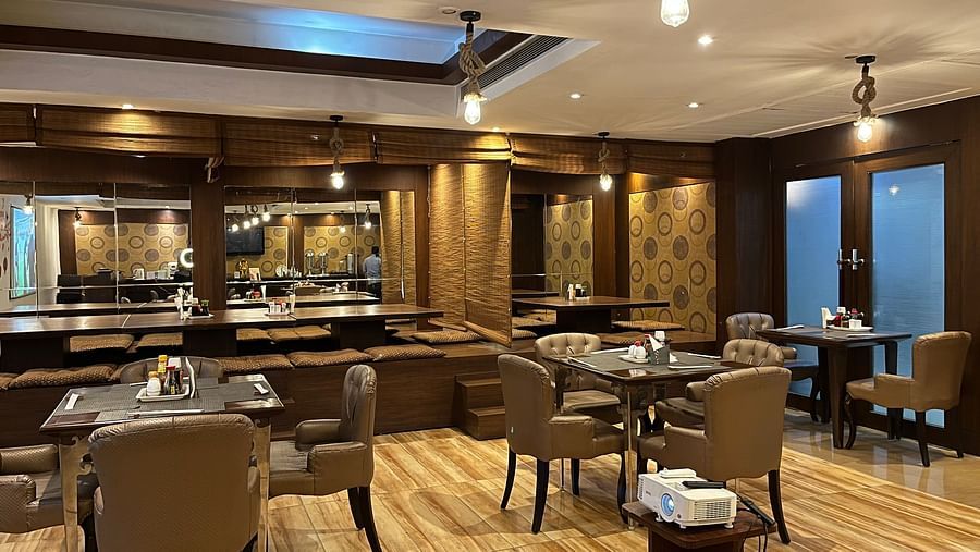 Asagaon restaurant with modern indoor seating with posh interior and aesthetic lighting1