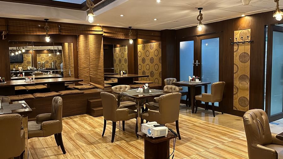 Asagaon restaurant with modern indoor seating with posh interior and aesthetic lighting2