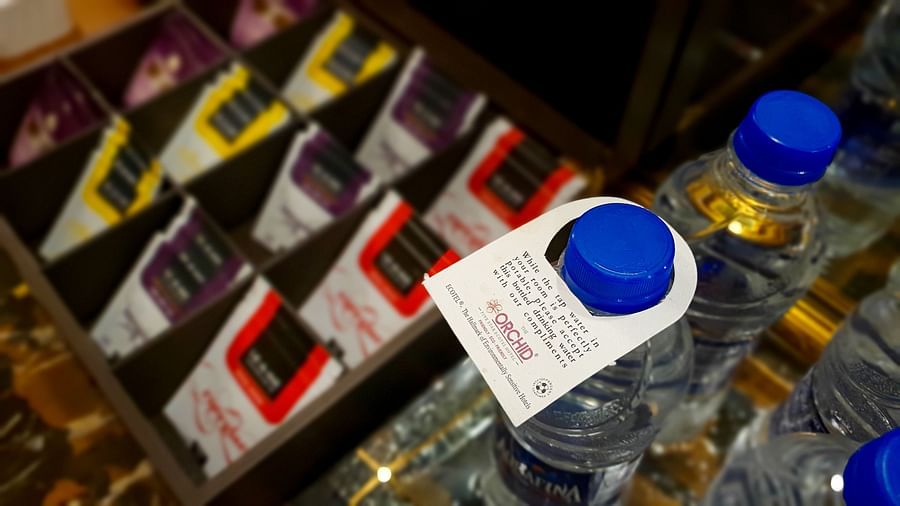 bottles of water stored for future use - The Orchid Hotel Mumbai Vile Parle