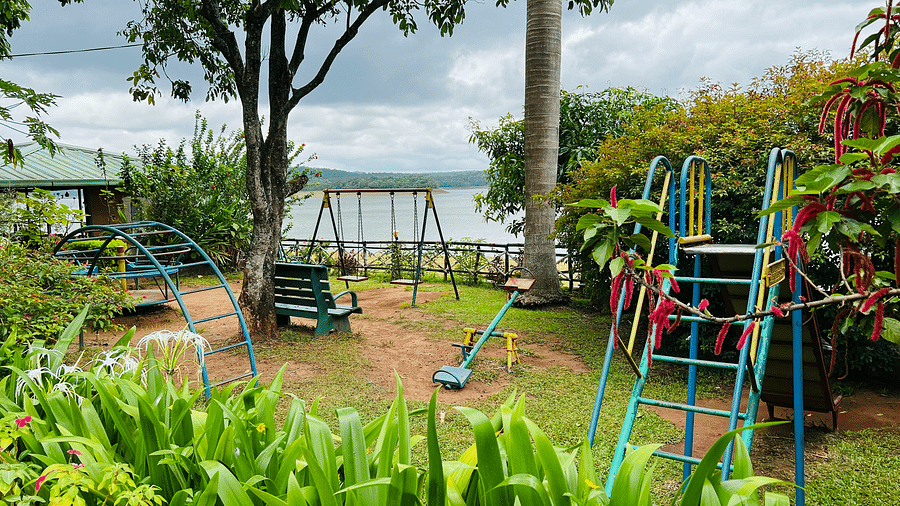 Image of a play area surrounded by plants at Coorg Jungle Camp.
