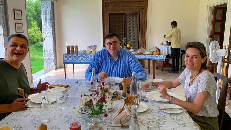 image of a group of three people having brunch at Dev Shree, Deogarh