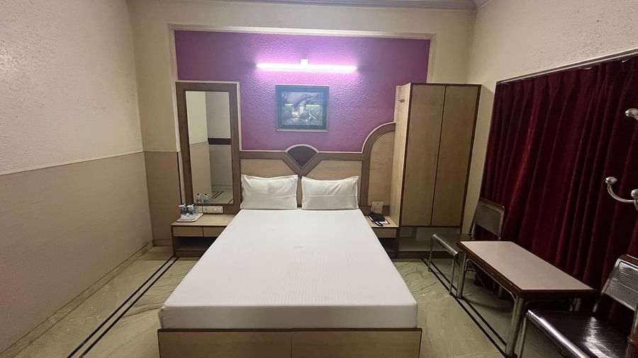 front view image of the superior room at The Grand Krishna Rooms in Bengaluru featuring a double bed