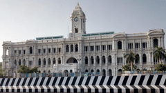 Facade image of the city corporation in chennai with blue sky in the background