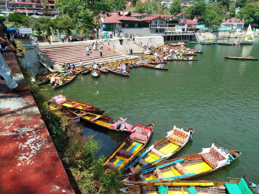 boats in lake in Nainital
