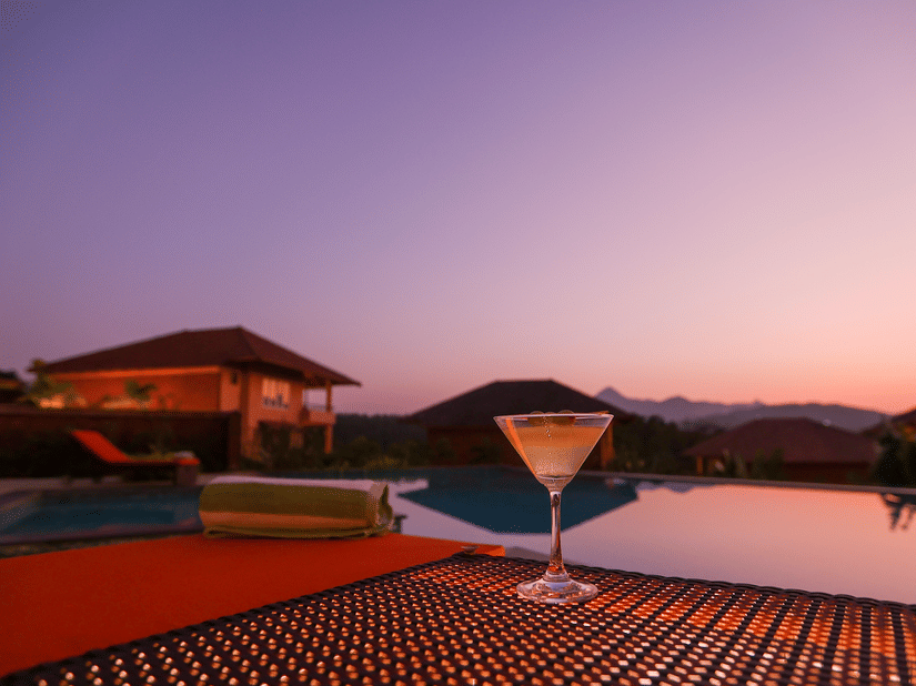poolside pavillion at Machaan resort