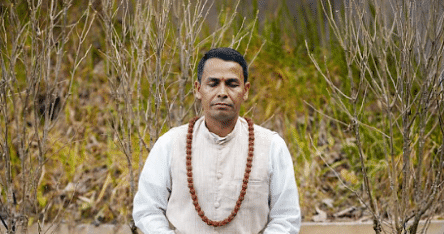 A picture of a religious man meditating in the outdoor | Kavya Resort and Spa, Nagarkot