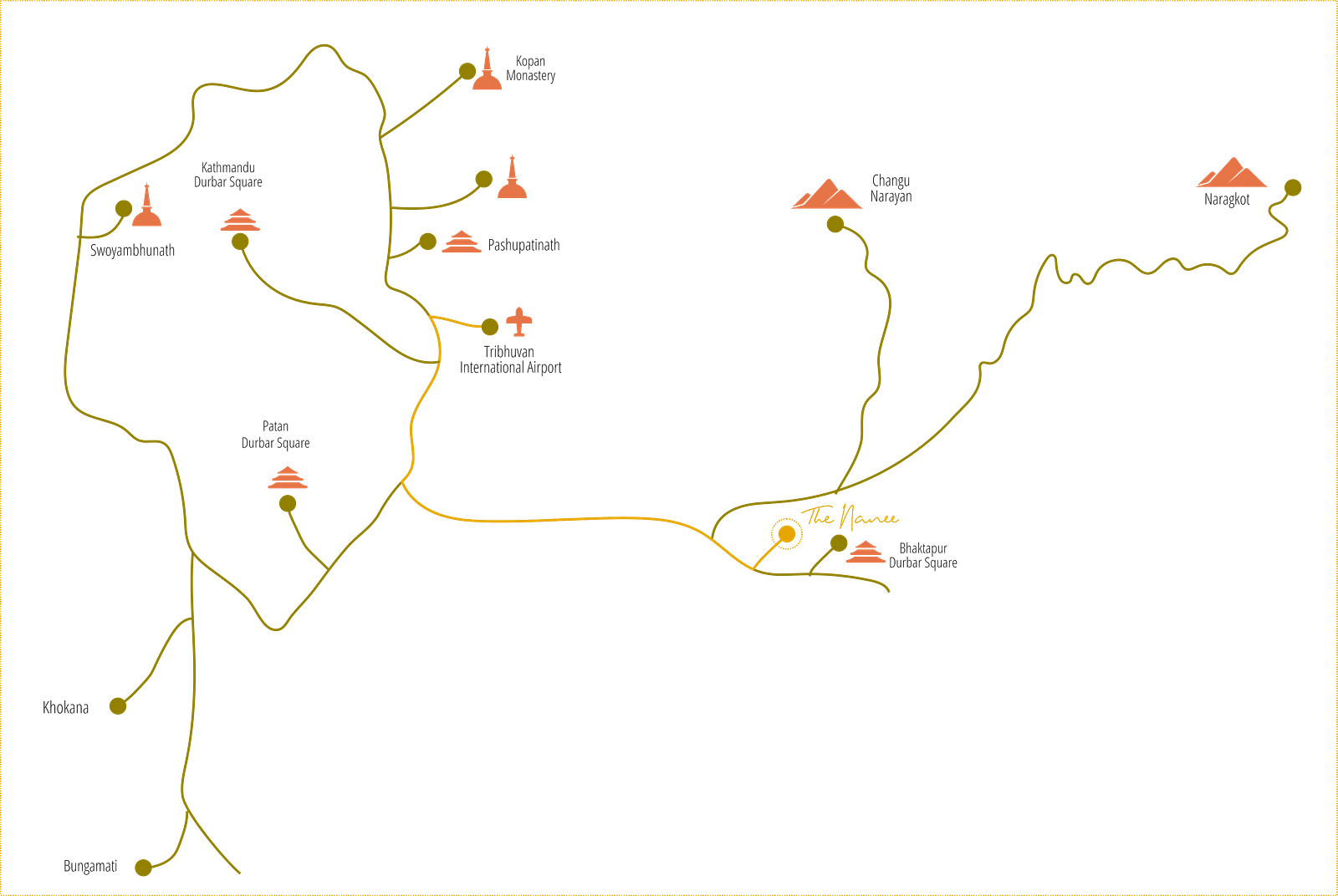A depiction of the map with the direction how to reach The Nanee