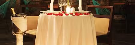 A candle light dinner setup.