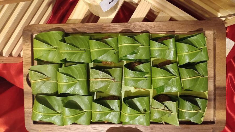 Food wrapped in leaf at SRM Hotel Tiruchirappalli- Hotel 