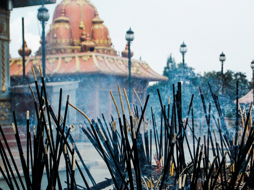 Incense sticks placed in front of Pahari Mandir