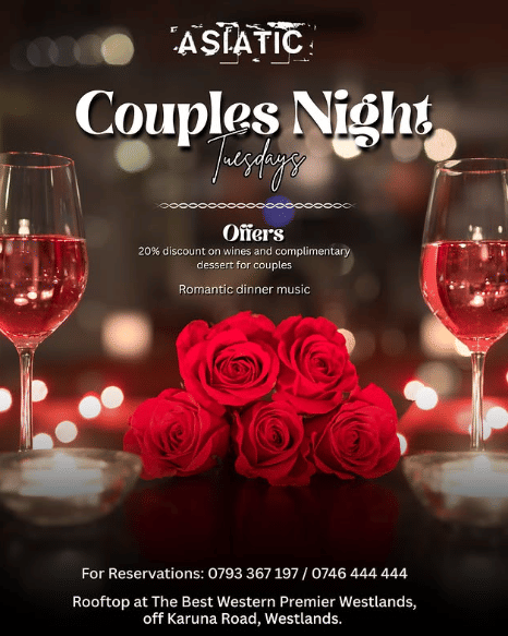 Couples Night Tuesdays at Asiatic Lounge - 20% off wines with complimentary dessert and romantic dinner music