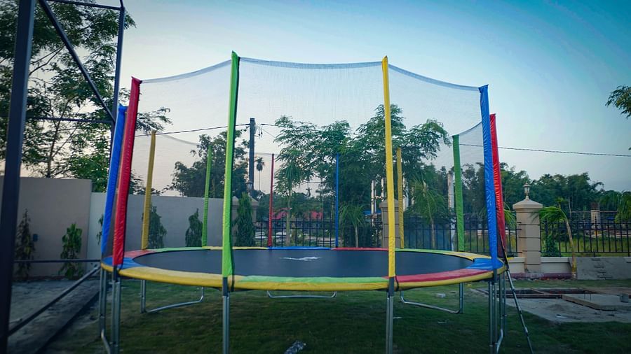Image of a trampoline with safety neat around it at Voyage the Solitaire Bliss.