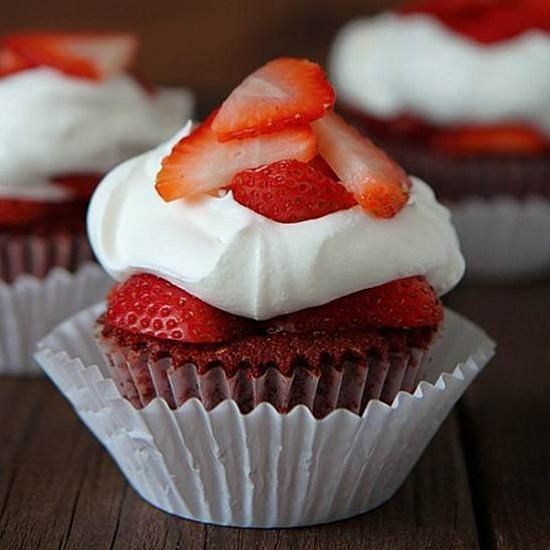 alt-text a closeup of a strawberry cupcake