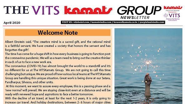 an image of the VITS Hotels & Resorts newsletter with an article speaking about the hotels