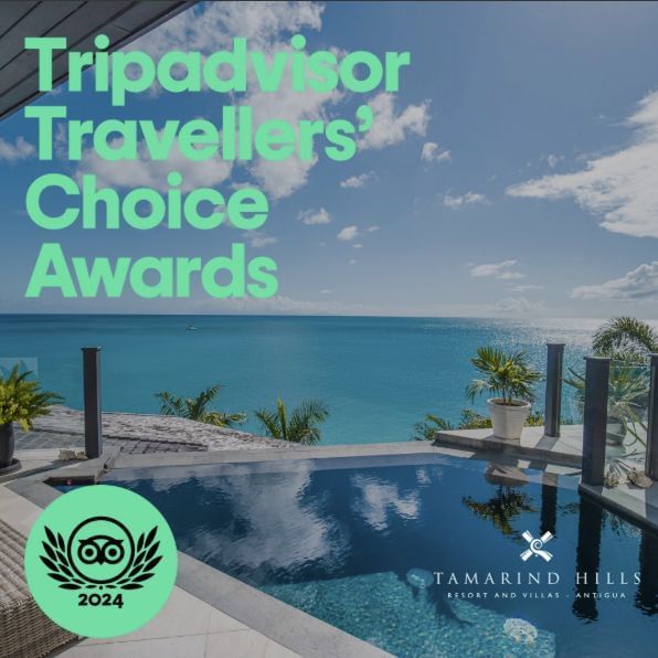 A promotional image displaying the 'Tripadvisor Travelers' Choice Awards' logo alongside a view of an infinity pool overlooking the ocean and resort buildings.