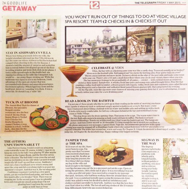 A newspaper page titled Getaway featuring articles and images about food, travel, and leisure experiences.
