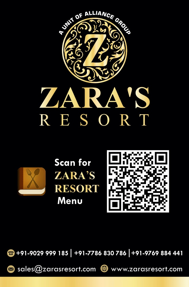 A creatuve with dining menu at Zara's Resort.