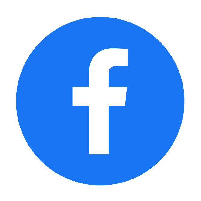 A circle with a lowercase f, representing the popular social media platform, Facebook.