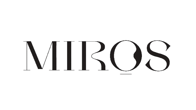 Logo of Miros Hotels in black colour without background.