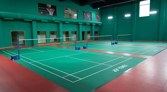 A view of the indoor badminton court at Nirvana Luxury Hotel, Ludhiana.
