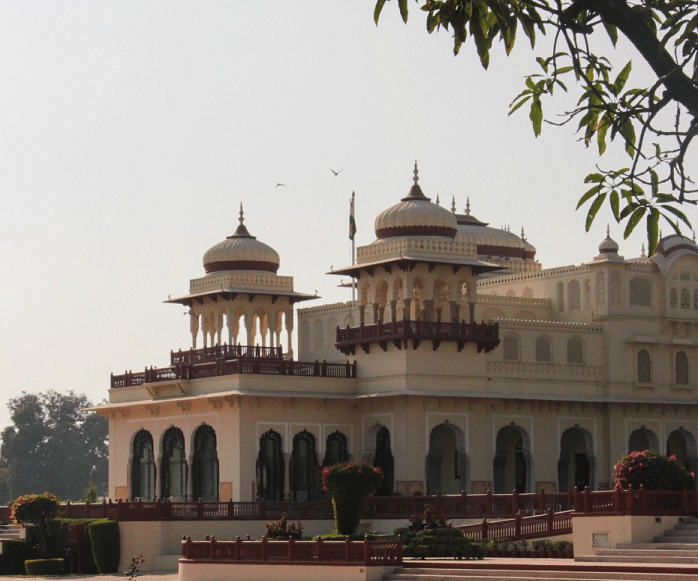A facade image of a vintage palace