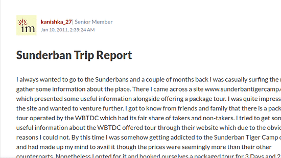 Sunderban trip report